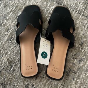 A New Day Black Slide Sandals